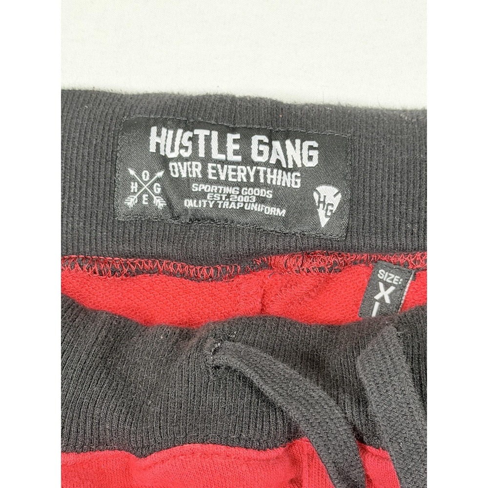 Hustle Gang Shorts Mens XL Red Graphic Sweat Drawstring HG Logo Fleece‎ Casual - Picture 4 of 10